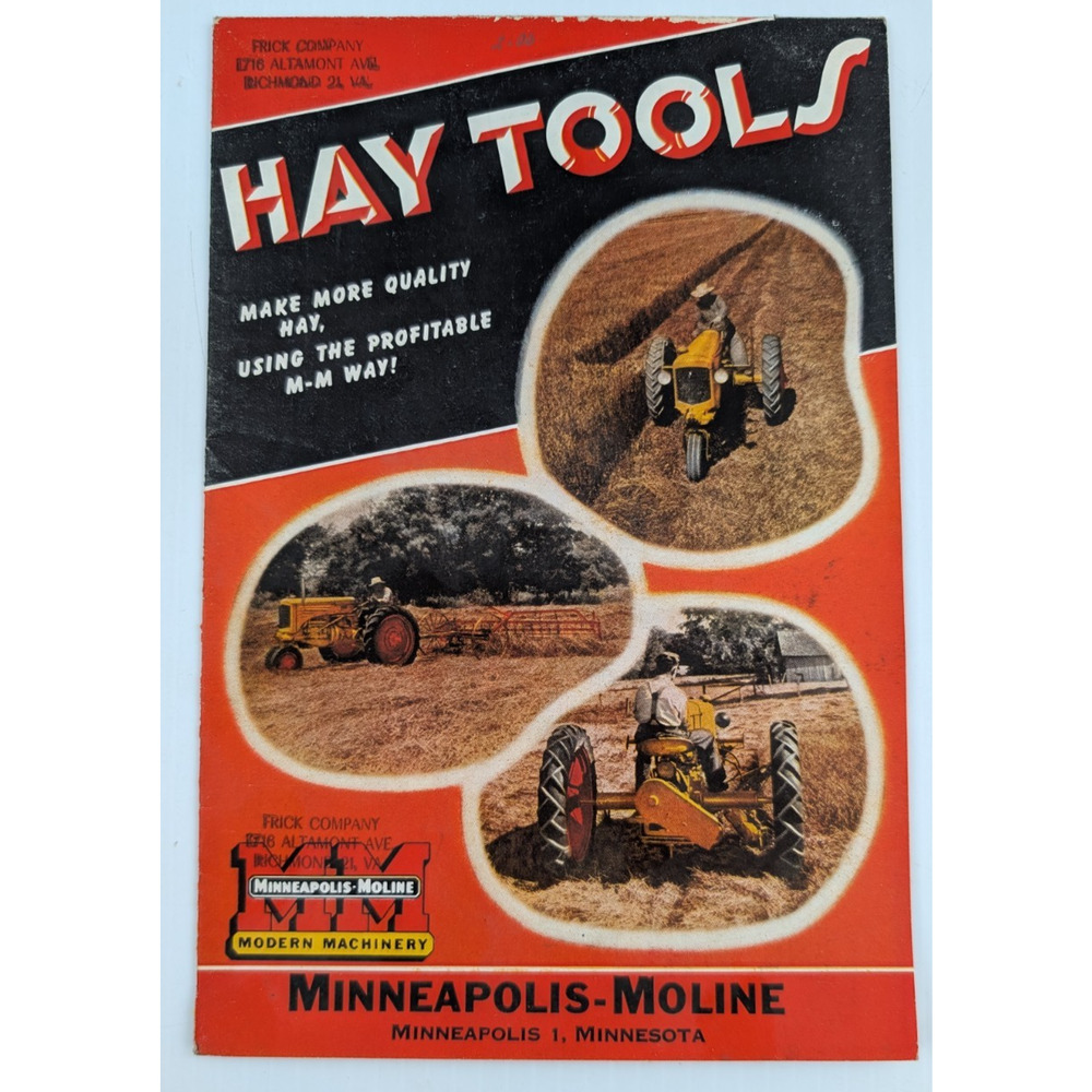 Minneapolis Moline Hay Tools MM Tractor Sales Brochure Booklet